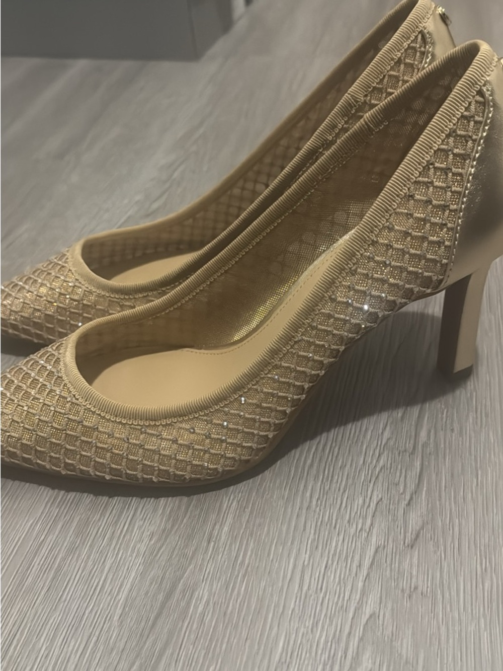 Michael Kors Champagne Gold Mesh Pointed-Toe Pumps